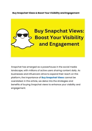 Buy Snapchat Views & Boost Your Visibility & Engagement