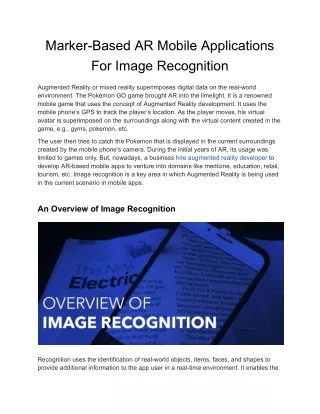 Marker-Based AR Mobile Applications For Image Recognition