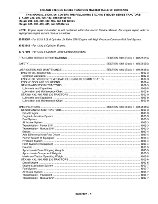 CASE IH Steiger 280 Tractor Service Repair Manual