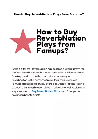 How to Buy ReverbNation Plays from Famups