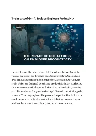 The Impact of Gen AI Tools on Employee Productivity