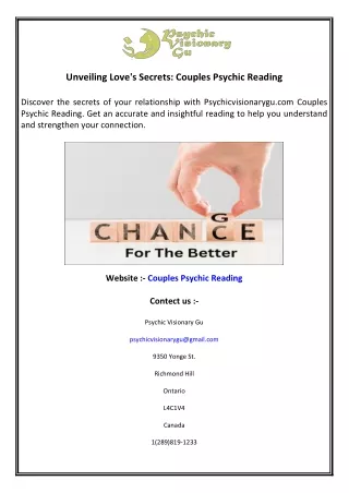 Unveiling Love's Secrets Couples Psychic Reading