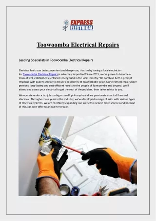 Toowoomba Electrical Repairs