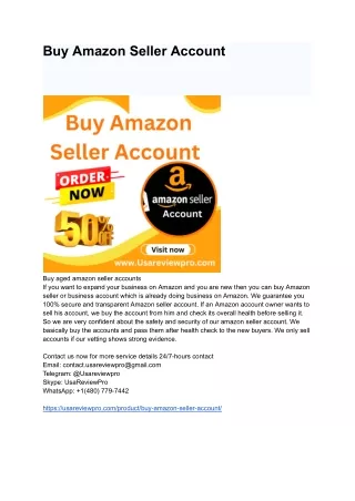 Buy Amazon Seller Account