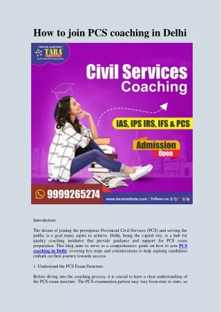 How to join PCS coaching in Delhi