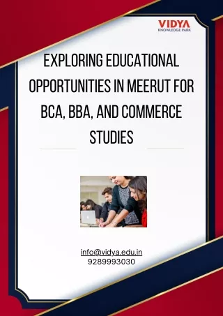 Exploring Educational Opportunities in Meerut for BCA, BBA, and Commerce Studies