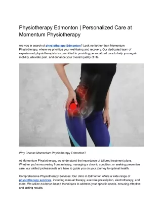 Physiotherapy Edmonton _ Personalized Care at Momentum Physiotherapy