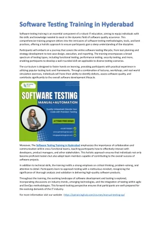 Software Testing Training in Hyderabad