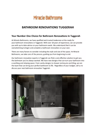 BATHROOM RENOVATIONS TUGGERAH