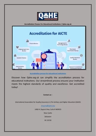 Accreditation Process For Educational Institutions | Qahe.org.uk