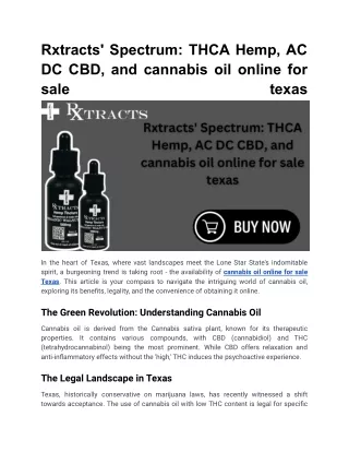 Rxtracts' Spectrum_ THCA Hemp, AC DC CBD, and cannabis oil online for sale texas