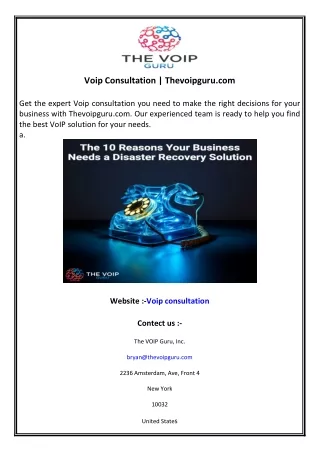 Voip Consultation  Thevoipguru.com