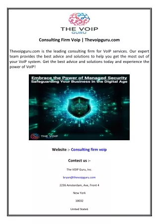 Consulting Firm Voip  Thevoipguru.com