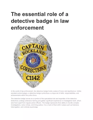 The essential role of a detective badge in law enforcement