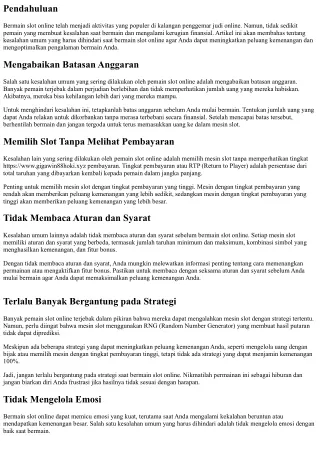 Kesalahan Umum yang Harus Dihindari saat Bermain Slot Online