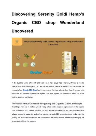 Discovering Serenity Goldi Hemp's Organic CBD shop Wonderland Uncovered