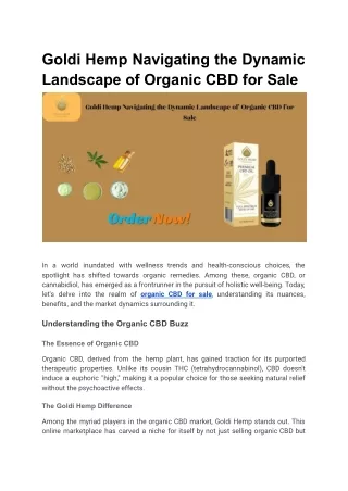 Goldi Hemp Navigating the Dynamic Landscape of Organic CBD for Sale