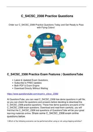 SAP C_S4CSC_2308 Exam Questions - The Best Study Method to Achieve Success