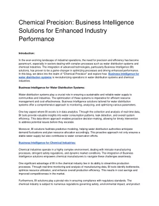 Chemical Precision_ Business Intelligence Solutions for Enhanced Industry Performance