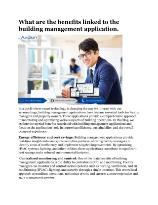 What are the benefits linked to the building management application.