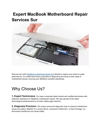 MacBook Motherboard Repair Services Sur