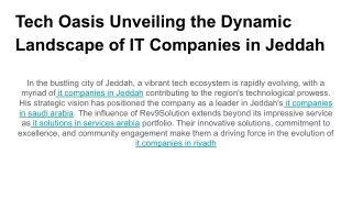 Tech Oasis Unveiling the Dynamic Landscape of IT Companies in Jeddah