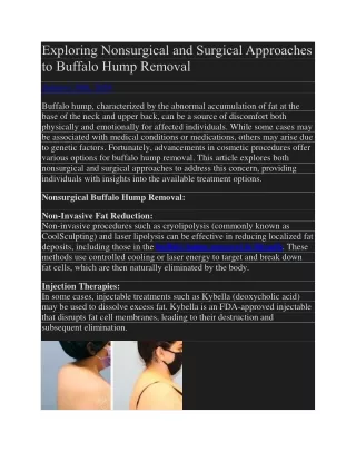 Exploring Nonsurgical and Surgical Approaches to Buffalo Hump