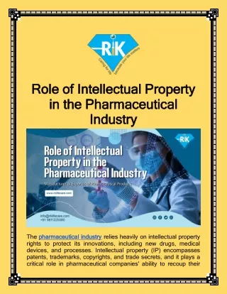 Role of Intellectual Property in the Pharmaceutical Industry
