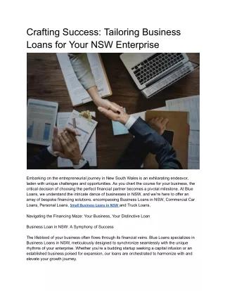 Small Business Loans in NSW