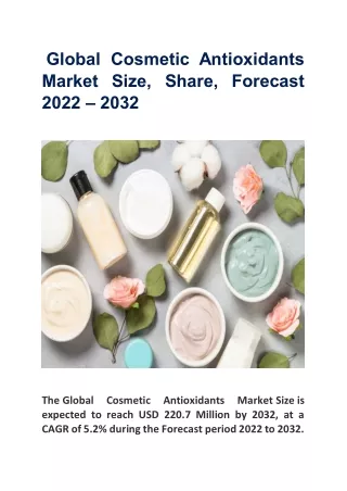 Global Cosmetic Antioxidants Market