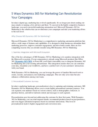 5 Ways Dynamics 365 for Marketing Can Revolutionize Your Campaigns