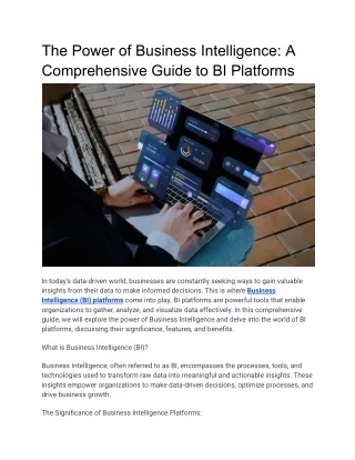 The Power of Business Intelligence: A Comprehensive Guide to BI Platforms