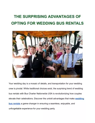 THE SURPRISING ADVANTAGES OF OPTING FOR WEDDING BUS RENTALS