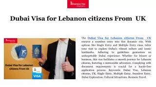 The Dubai Visa for Lebanon citizens From  UK