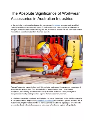 The Absolute Significance of Workwear Accessories in Australian Industries