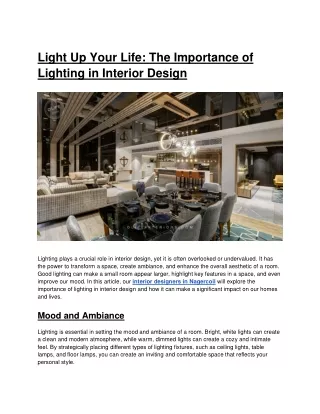 Light Up Your Life - The Importance of Lighting in Interior Design