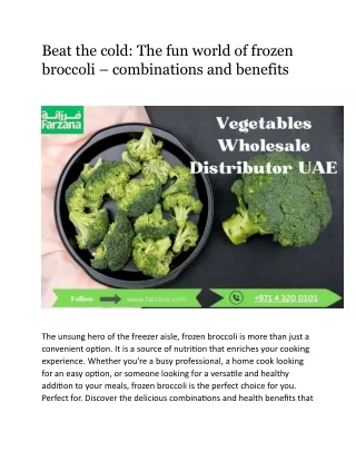 Beat the cold The fun world of frozen broccoli  combinations and benefits