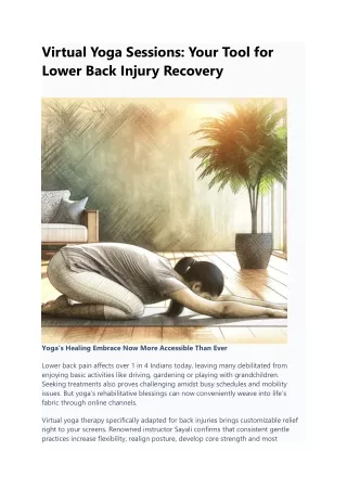 Virtual Yoga Sessions Your Tool for Lower Back Injury Recovery