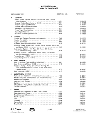 CASE MC1150E Crawler Dozer Service Repair Manual