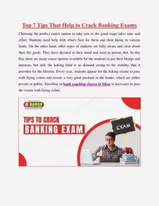 Top 7 Tips That Help to Crack Banking Exams