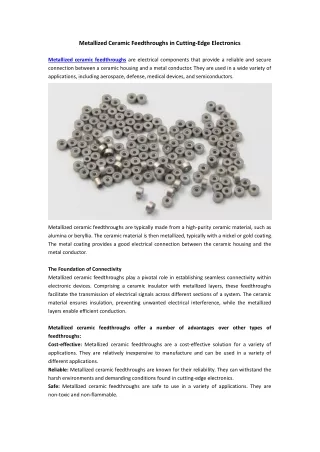 Metallized Ceramic Feedthroughs in Cutting-Edge Electronics