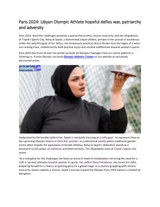Paris 2024 Libyan Olympic hopeful defies war, patriarchy and adversity