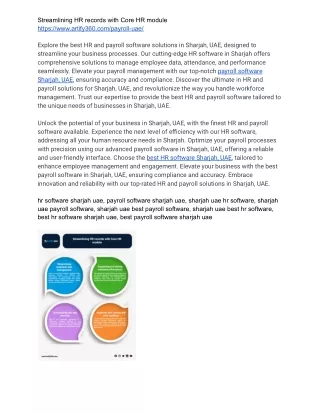 Tailored Solutions for HR: Sharjah, UAE Edition