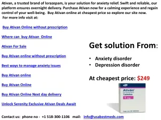 Buy Ativan Online Quick Purchase  Get Rapid Relief