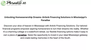 Unlocking Homeownership Dreams Airbnb Financing Solutions in Mississippi's Paradise