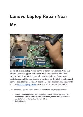 Lenovo Laptop Repair Near Me