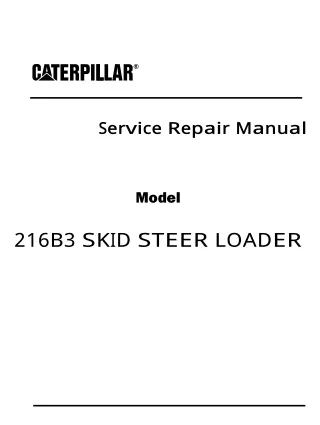 Caterpillar Cat 216B3 SKID STEER LOADER (Prefix CD3) Service Repair Manual (CD300001 and up)