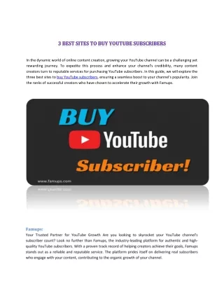 3 BEST SITES TO BUY YOUTUBE SUBSCRIBERS