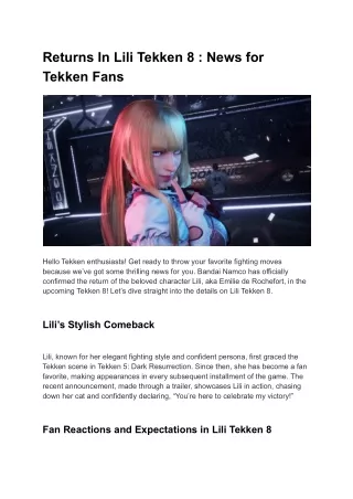 Returns In Lili Tekken 8  News for Tekken Fans