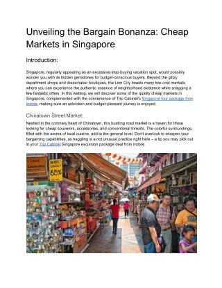 Unveiling the Bargain Bonanza_ Cheap Markets in Singapore